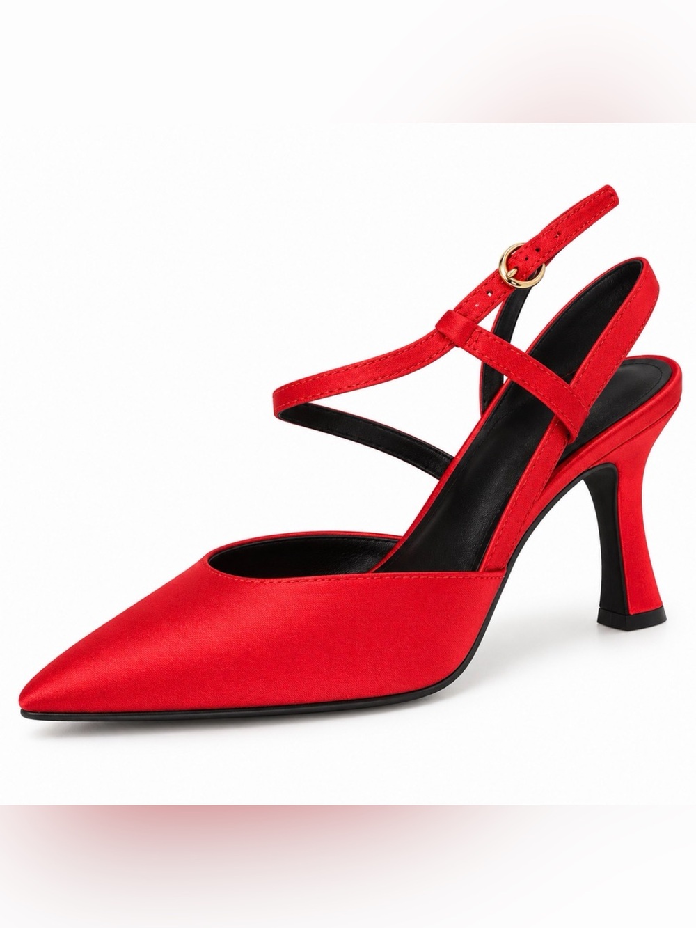 a new day Red Satin Pointed Toe Slingback Heels
